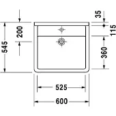 Duravit Waschtisch VITAL MED STARCK 3 ohne Überlauf, mit Hahnlochbank, 600 x 545 mm, Hahnloch-Vorstich weiß