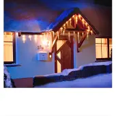 Konstsmide - LED Eiszapfen Lichtervorhang, 16 Zapfen, 24 warm weiße Dioden, 24V Außentrafo, weißes Kabel ; 2746-102
