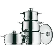 WMF Topf-Set Diadem Plus 3-teilig, Edelstahl, Edelstahl, Edelstahl, Edelstahl, Glas, Gas, Induktion