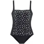 LASCANA Badeanzug , Damen, Gr. 38, Cup E, schwarz-weiß (schwarz, weiß), Polyamid, gepunktet, Badeanzüge Badeanzug, im modischen Design mit Shaping-Effekt