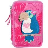 Depesche TOPModel 3-fach Federmäppchen mit Streichpailletten TROPICAL pink 10549