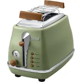 De'Longhi DeLonghi CTOV2103.GR Icona Vintage 2-Scheiben Toaster GrÃ1/4n
