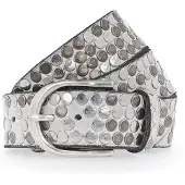 B.belt Gürtel - 35mm Leder- Nietengürtel Q. 6483 - Gr. 80 - in Grau - für Damen