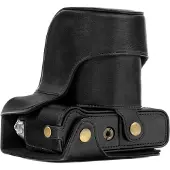 MegaGear MG576 Ever Ready Leder Kameratasche mit Trageriemen kompatibel mit Fujifilm X-T30, X-T20 (16-50mm / 18-55mm Lenses), X-T10 - Schwarz