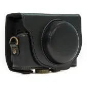 MegaGear MG596 Sony Cyber-shot DSC-HX99, DSC-HX95, DSC-HX90V, DSC-HX80 Ever Ready Leder Kameratasche mit Trageriemen - Schwarz