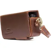 MegaGear MG1144 Sony Cyber-shot DSC-HX99, DSC-HX95, DSC-HX90V, DSC-HX80, DSC-WX500 Leder Kameratasche mit Trageriemen – Dunkelbraun