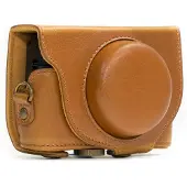 MegaGear MG601 Ever Ready Leder Kameratasche mit Trageriemen für Sony Cyber-Shot DSC-WX500 Hellbraun