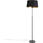 QAZQA Schwarze Stehlampe mit Schwarzem Schirm Verstellbar 45 cm Parte