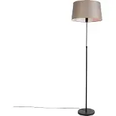QAZQA Schwarze Stehlampe mit taupe Leinenschirm 45 cm verstellbar - Parte