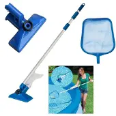 Intex Skimmer Pool Reinigungsset Bodensauger Kescher Teleskopstange 28002, 3 Teile Set, Teleskopstiel 2,39m