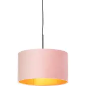 QAZQA Hängelampe mit Veloursschirm rosa mit Gold 35 cm - Combi