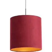QAZQA Hängelampe mit Veloursschirm rot mit Gold 40 cm - Combi