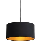 QAZQA Hängelampe mit Veloursschirm schwarz mit Gold 50 cm - Combi