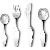 Georg Jensen Kinderbesteckset Kids Alfredo Twist Family Edelstahl Glänzend (4-delig)