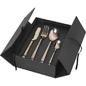 Broste Copenhagen - Cutlery set Hune, 16 pc - Stainless steel - Titanium Espresso