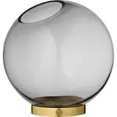 AYTM Globe Vase w/Stand Ø17xH17 Black/Gold- , Globe, Grau, Glas, Design