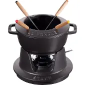 Staub Specialities Fondue Set 16 cm, rund, Schwarz, Gusseisen
