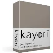 Kayori Split Topper Spannbettlaken Shizu Taupe (Jersey)-Lits-Jumeaux XL (180 x 200/210/220 cm)