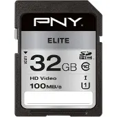 PNY Elite, 32 GB, SDHC, Klasse 10, UHS-I, Class 1 (U1), Schwarz