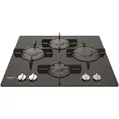 Ariston Hotpoint FTGHG 641 D/HA(BK), Schwarz, Integriert, 60 cm, Gaskochfeld, Glas, 4 Zone(n)