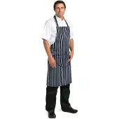 Chef Works Whites Chefs Clothing Whites Latzschürze mit Tasche blau weiß gestreift