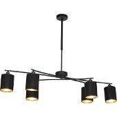 QAZQA - Moderne Hängelampe I Pendellampe I Pendelleuchte schwarz verstellbar 6-flammig – Lofty I Wohnzimmer I Schlafzimmer - Stahl Zylinder I Länglich I Rund - LED geeignet E14