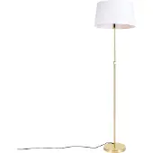 QAZQA Stehlampe Gold Messing mit Leinenschirm Weiß 45 cm Parte
