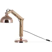 Beliani Büroleuchte Kupfer Metall und Holz 53 cm Arm und Schirm verstellbar Kabel mit Schalter Industrie Look