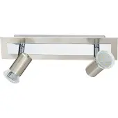 Eglo Deckenleuchte "Rottelo Deckenlampe, Metall, GU10, Deckenstrahler, Furlampe, Lampe", silberfarben, 2, 1 Stk., Leuchten, Spot - L28 x B7 cm - nickel-matt, chrom - 2X4,6W inkl., Deckenleuchte