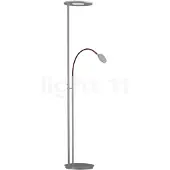 Holtkötter Nova Flex LED-Deckenfluter mit Leselicht-Aluminium matt/Rot-mit LED (2700K)