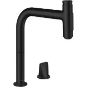 Hansgrohe Metris Select M71 2-Loch Armatur Wasserhahn Einhebel-Küchenmischer 200, Ausziehbrause, 2jet, sBox Mattschwarz - inkl.