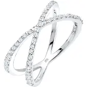 Elli Ring Kreuz Symbol Zirkonia 925 Sterling Silber Elli Weiß