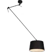 QAZQA Hängelampe mit Leinenschirm schwarz 35 cm - Blitz I schwarz