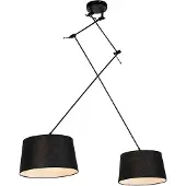 QAZQA Hängelampe mit Leinenschirm schwarz 35 cm - Blitz II schwarz