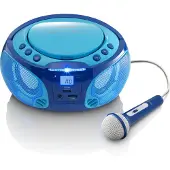 Lenco SCD-650BU - Tragbares FM-Radio mit CD/MP3-Player - USB-Anschluß - Karaoke - Mikrofon - Lichteffekte - Blau