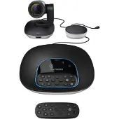 Logitech GROUP Videokonferenz-System, Bestehend aus Webcam, Freisprecheinrichtung & Fernbedienung, HD 1080p, 10-fach Zoom, Rauschunterdrückung, USB-Anschluss & Bluetooth, für Meetingräume - Schwarz