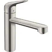 Hansgrohe Focus M42 Armatur Wasserhahn Einhebel-Küchenmischer 120, 1jet Edelstahl Finish - inkl.