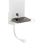 QAZQA Moderne Wandleuchte weiß mit USB und Flexarm - Flero