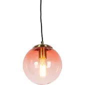 QAZQA Art Deco Hängelampe Messing mit rosa Glas 20 cm - Pallon