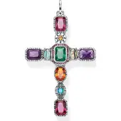Thomas Sabo Kettenanhänger Kreuz farbige Steine PE859-294-7
