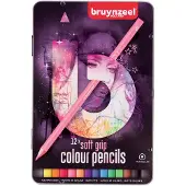 Bruynzeel Soft grip colour pencil tin light | 12 colours