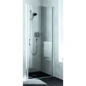 Kermi Duschtür Pendeltür 1-flügelig rechts für Nische und Ecke „LIGA“ 200 cm Glas Klar, Profile Silber Mattglanz, Drehtür einteilig