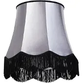 QAZQA Seidenlampenschirm schwarz mit grau 45 cm - Granny