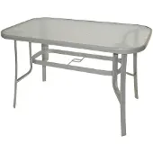 FRG Gartentisch Tisch mit Glasplatte und Stahlgestell 120x70 cm
