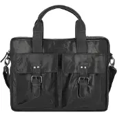 Pride And Soul Aktentasche Leder 40 cm Laptopfach Pride&Soul Schwarz