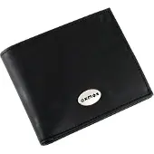 OXMOX Leder Geldbörse Leather Querscheinbörse Pure Metal Round Black schwarz