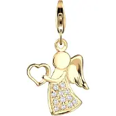 Nenalina Charm Anhänger Engel Glücksbringer Zirkonia 925 Silber Nenalina Gold