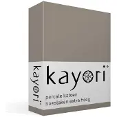 Kayori Spannbettlaken Shizu Taupe (Perkal)-180 x 200 cm