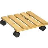 WAGNER System Pflanzenroller BAMBOO 29 x 29 x 7 cm, für den Innenbereich, Bambus hell, versiegelt, Tragkraft 100 kg - 20026501