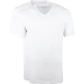 Olymp T-Shirt "Casual", Herren, Gr. 4XL, weiß, Obermaterial: 100% Baumwolle, Basic, V-Ausschnitt, Shirts T-Shirt, mit Ton-in-Ton Logostickerei am Ärmel